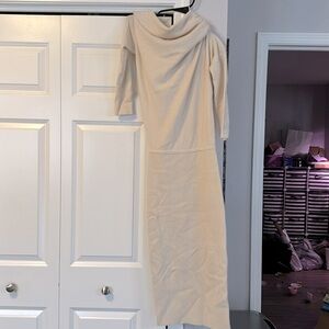 Winter white cowl neck dress